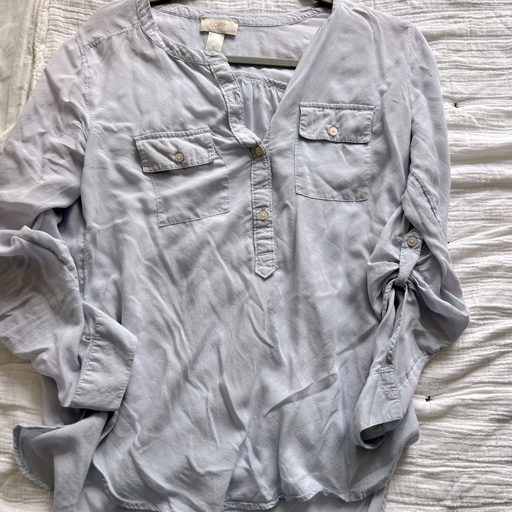 LOFT light blue button up